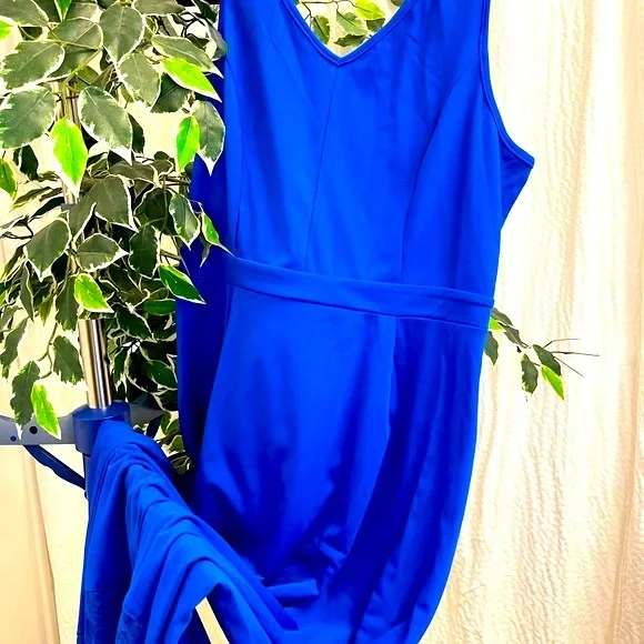 Royal Blue Sleeveless Lace Dress - Picture 9 of 9
